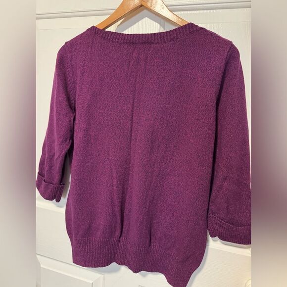 Karen Scott Purple Crew Neck Sweater with Ribbed Detail - Picture 7 of 7
